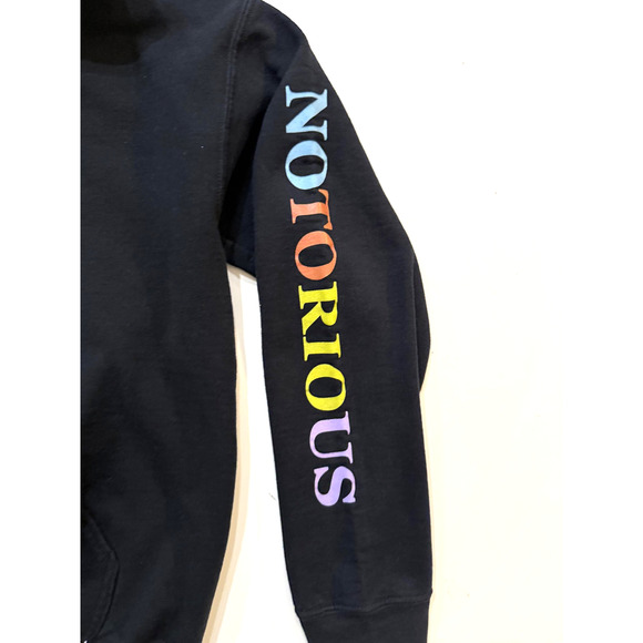 Notorious BIG Hoodie Mens Small Black Graphic Crown Baby Rap Hip Hop Sleeve Hit - Picture 3 of 7